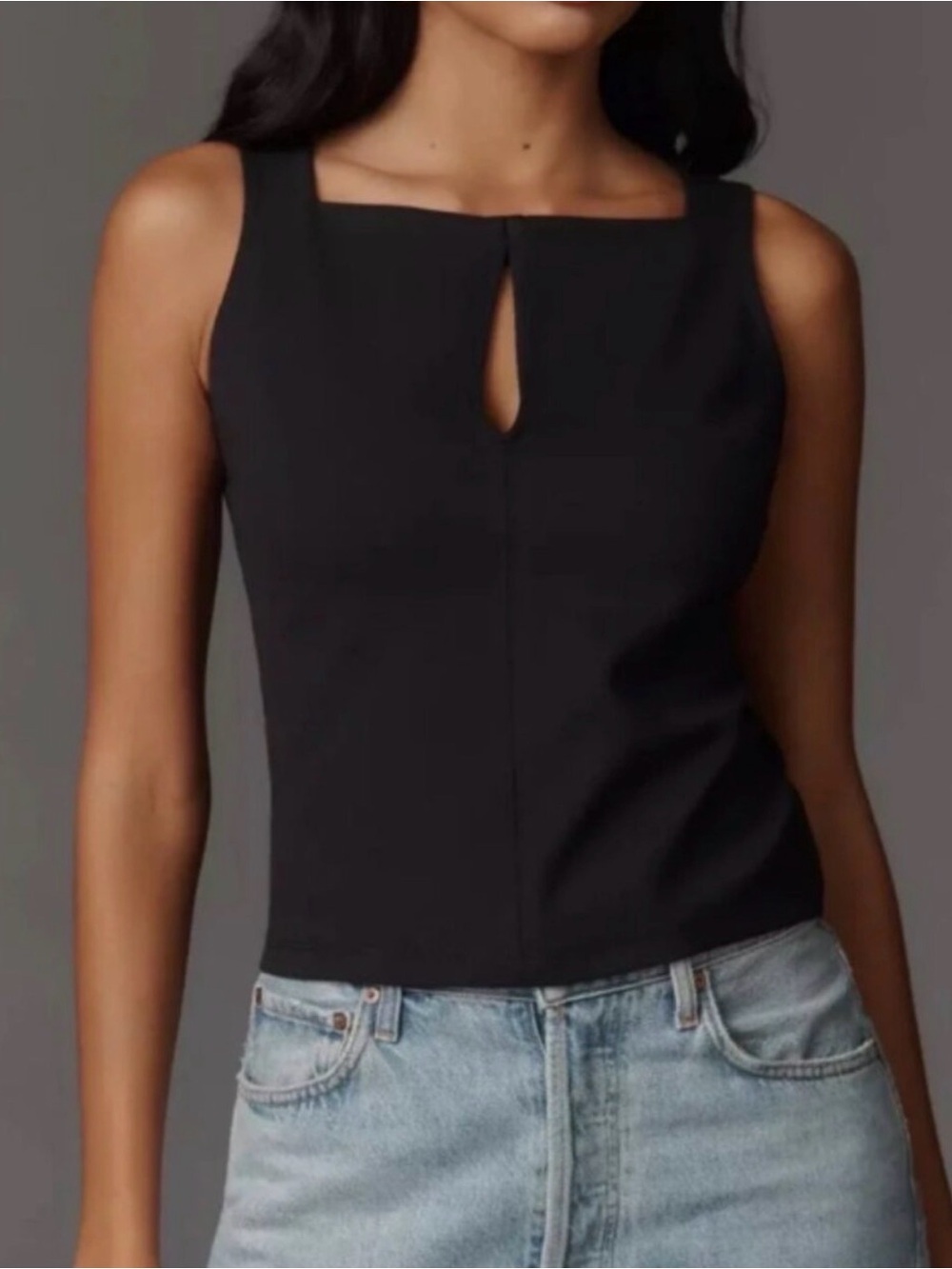 Anthropologie Maeve Keyhole Seamed Tank Top Sleeveless Square Neck size Medium